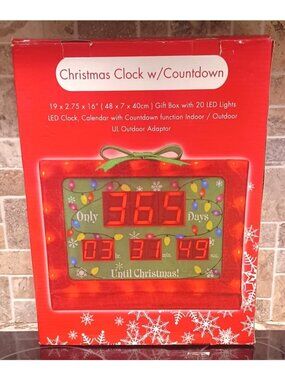 Christmas Countdown LED Clock W/ Led Lights & Gift Box Design Indoor/Outdoor Use
